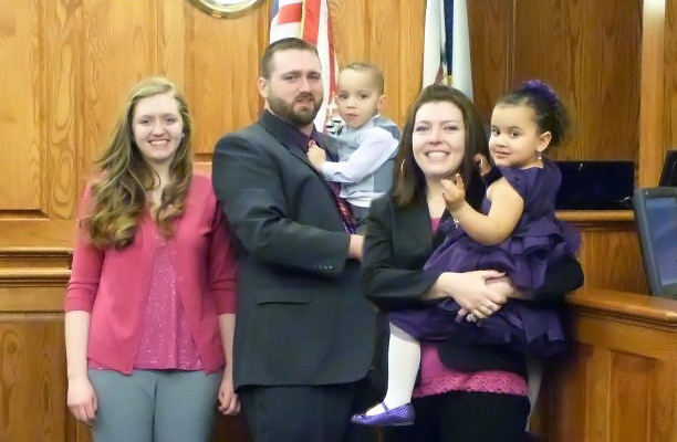 The Boland family in courtroom on adoption day